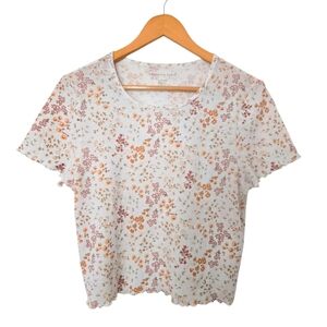 American Eagle Outfitters Floral Short Sleeve Cropped Tee - Size XL